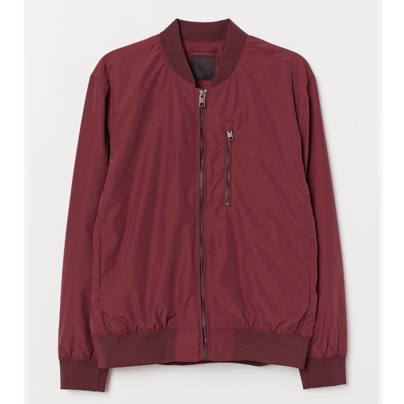 H&M Burgundy Long Sleeve Men’s Bomber Jacket - Picture 1 of 8